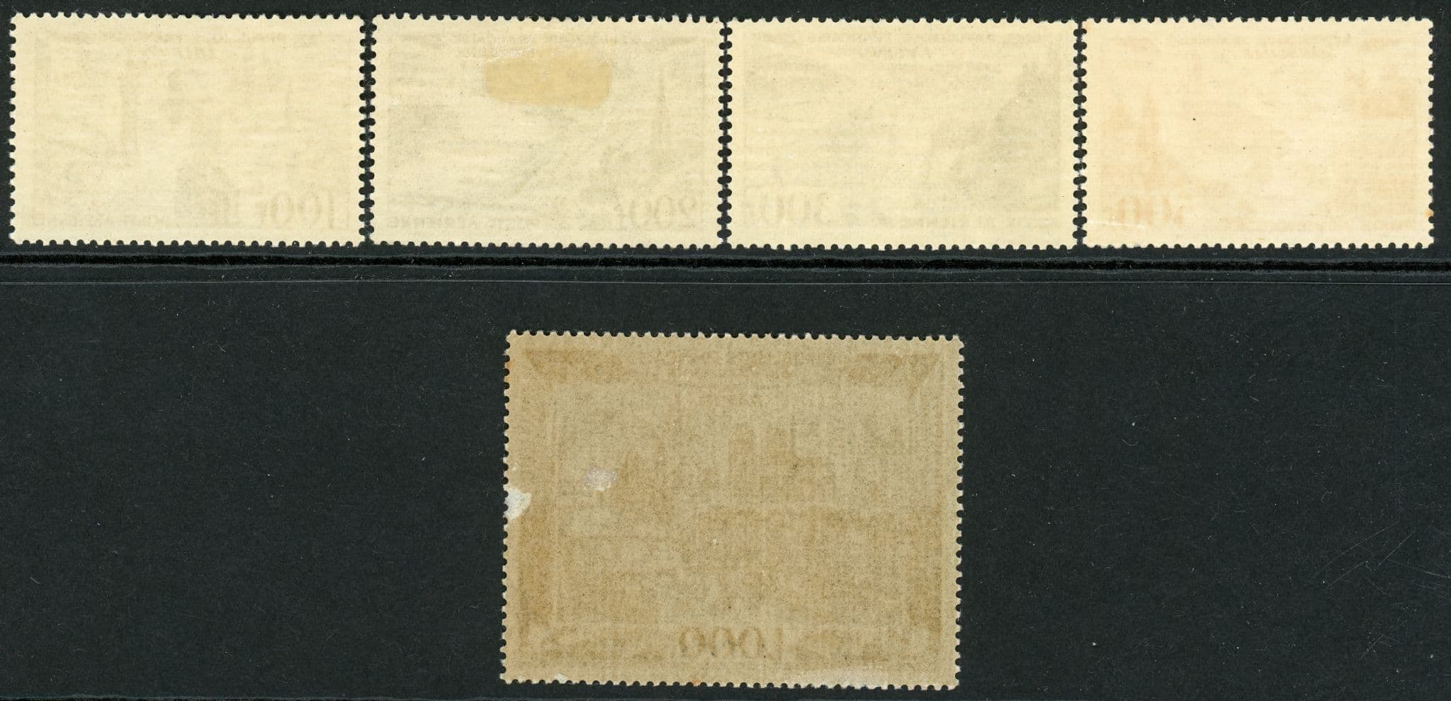 France 1949-50 SG.1055-1059 L/M/M 1000f has thin spot