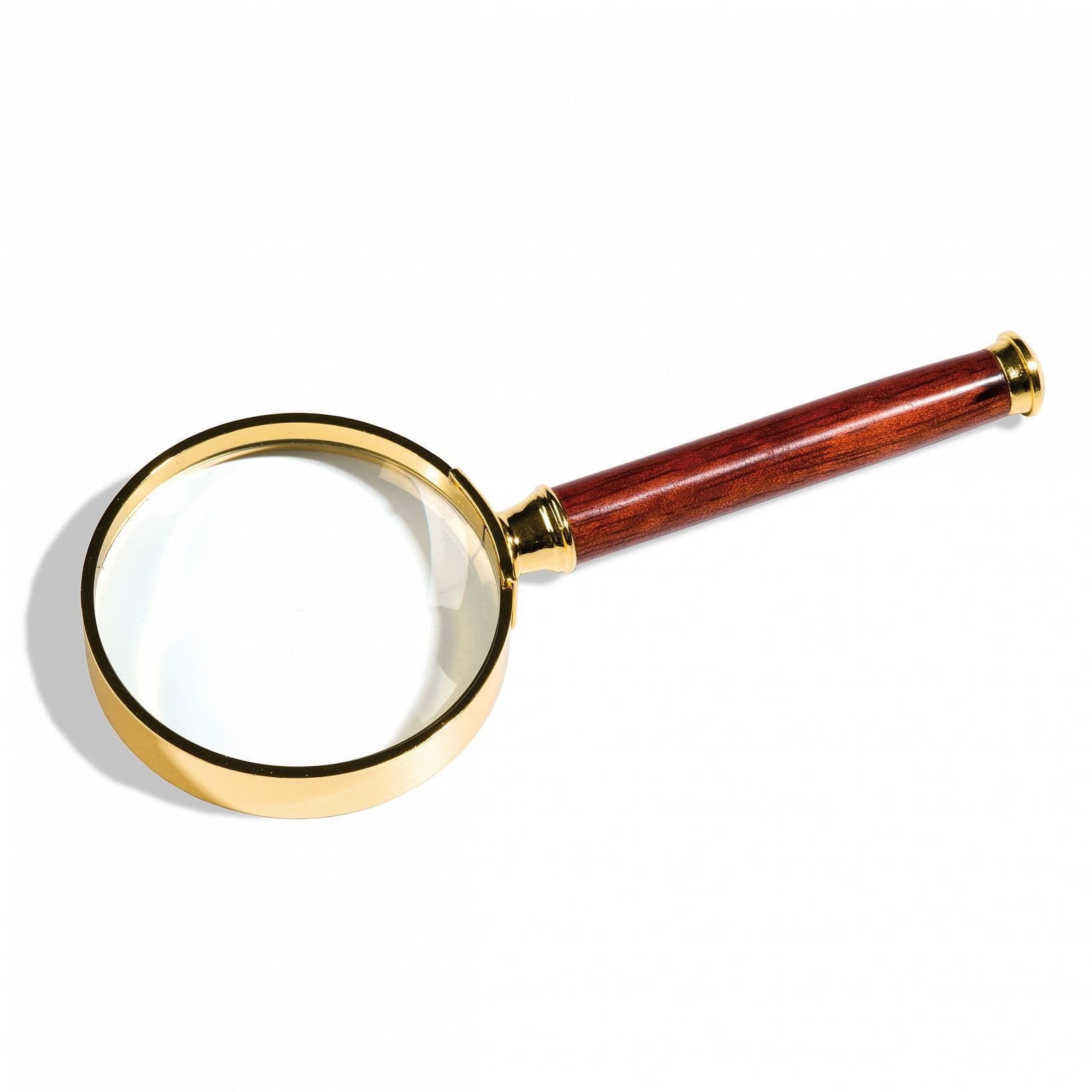 Handle Magnifier With Glass Lens, Gold-plated Metal Rim