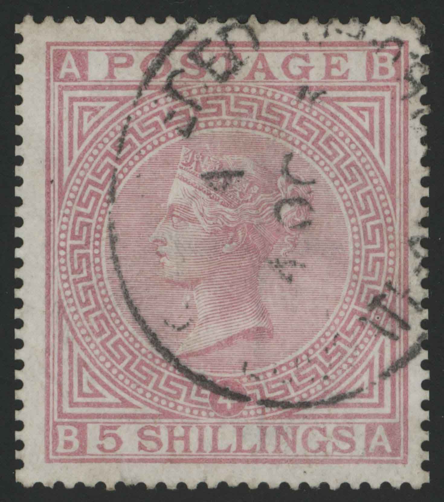 SG134 5/- Rose plate 4 VF/U well centred