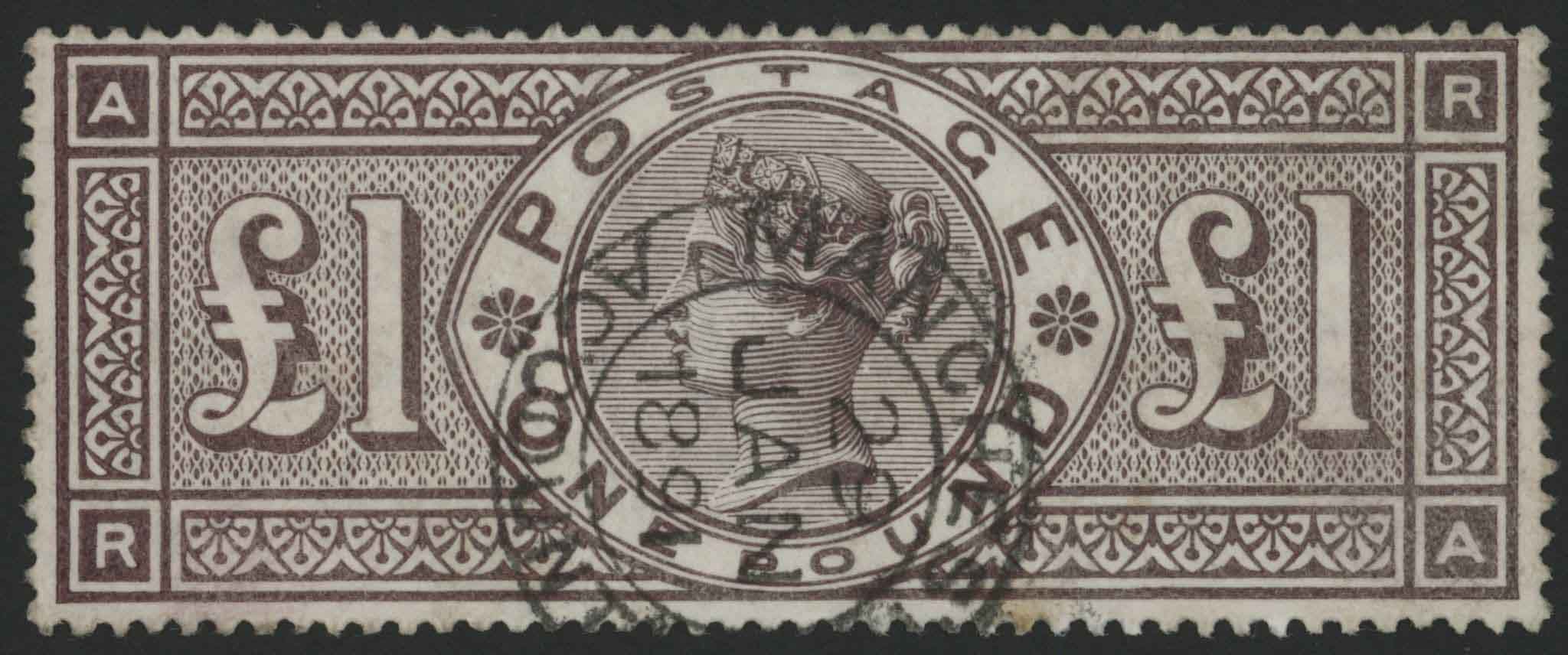 SG185 1884 1 Brown Lilac in brilliant colour with central Manchester double ring 1891