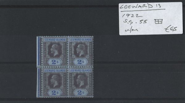 Leeward Is. 1922 SG.55 Block U/M