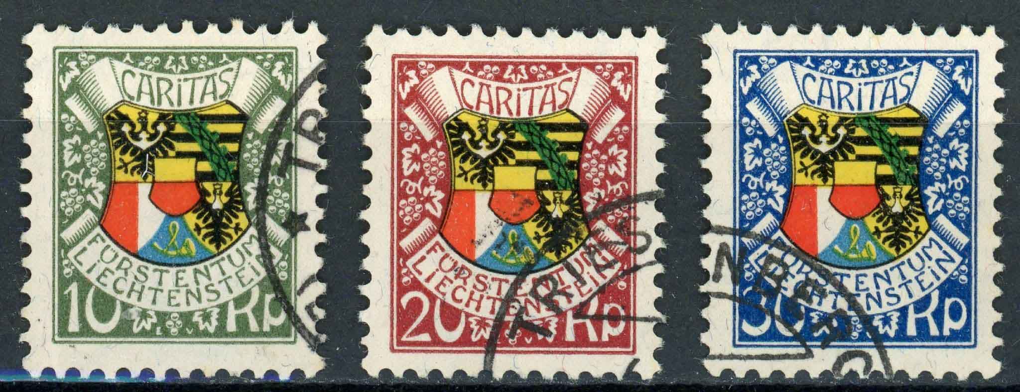 Liechtenstein 1927 SG.77-79 F/U