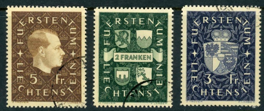 Liechtenstein 1939 SG.186-188 F/U