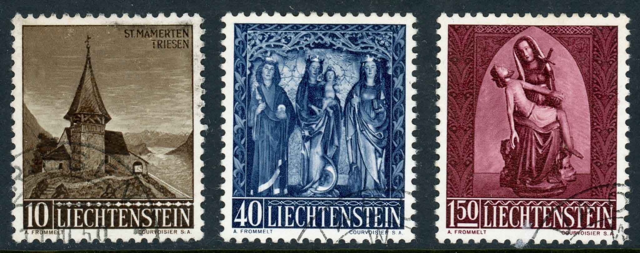 Liechtenstein 1957 SG.360-362 F/U