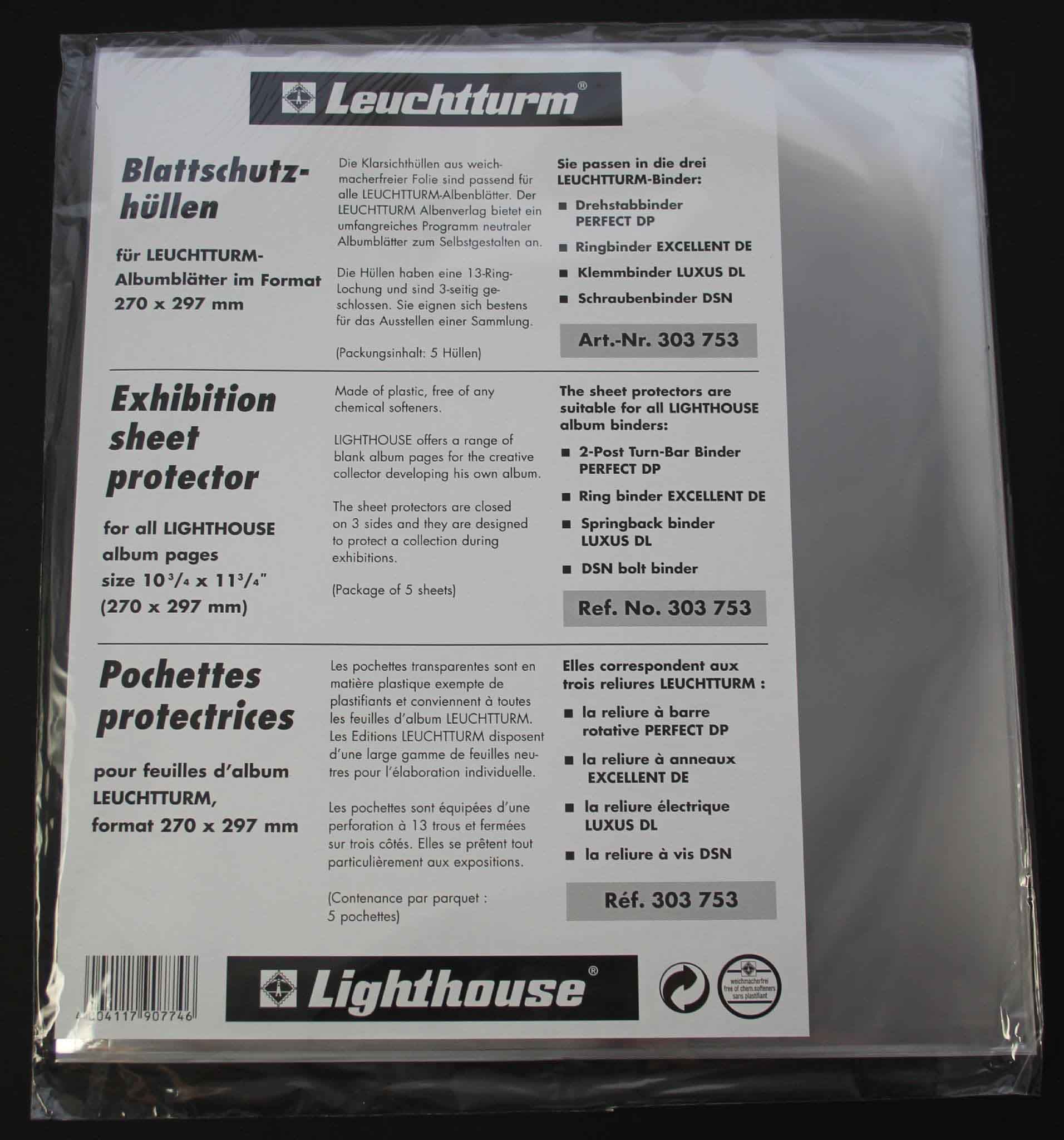 Lighthouse Exhibition sheet protectors (BSH 1) (Pack of 5)