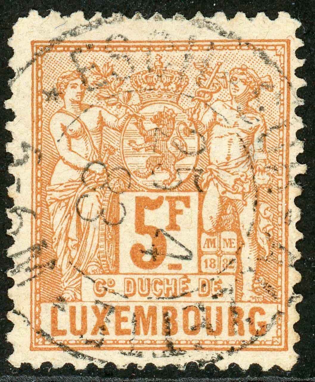 Luxembourg 1882-84 SG.92 F/U tiny thin