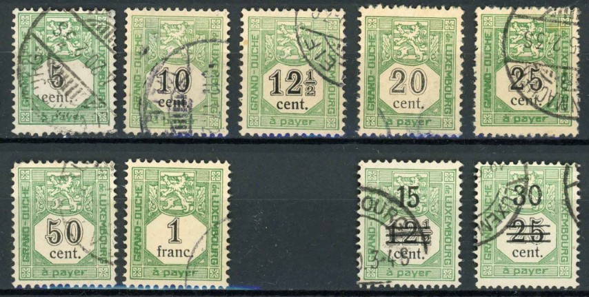 Luxembourg 1907-20 SG.D173-D179, D193-194 F/U