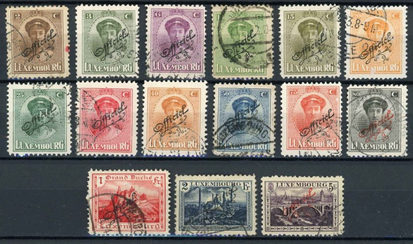 Luxembourg 1922-34 SG.O251-O265 F/U