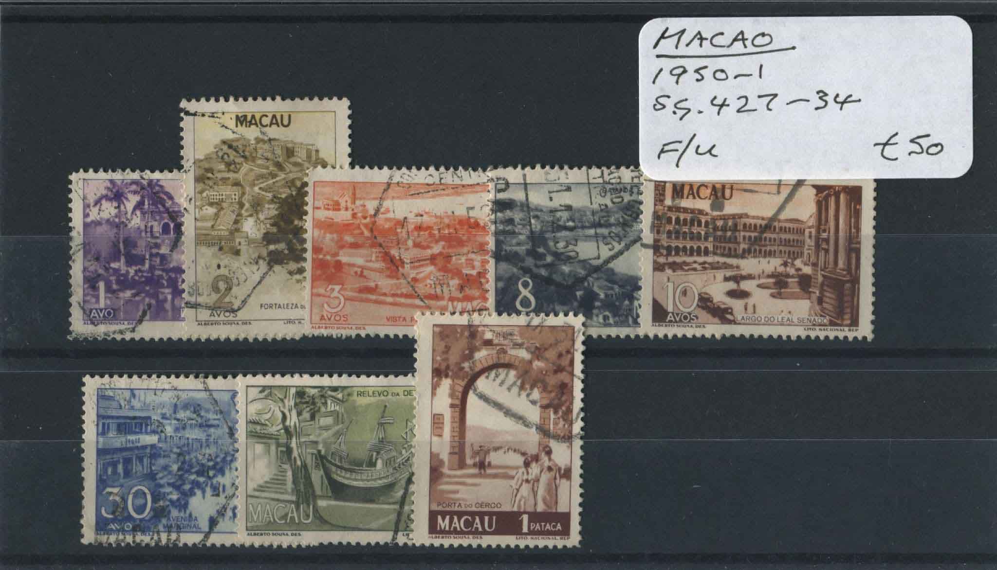 Macao 1950-1 SG.427-34 F/U