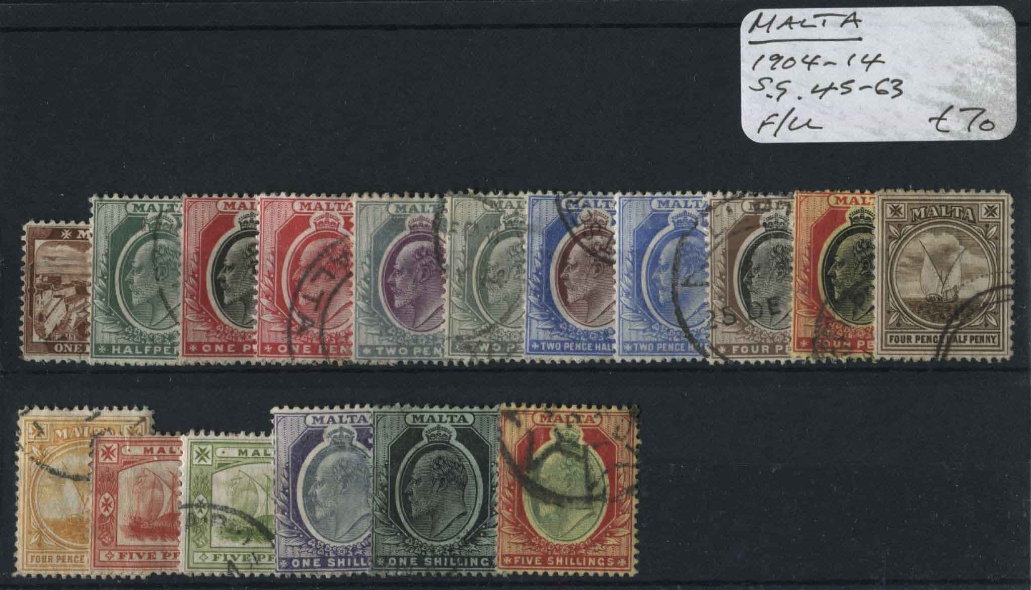 Malta 1904-14 SG.45-63 F/U