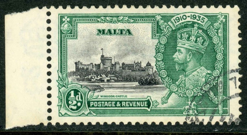 Malta 1935 SG.210a F/U variety ''extra flagstaff'' (1)