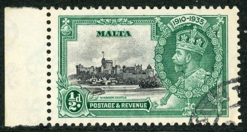 Malta 1935 SG.210a F/U variety ''extra flagstaff'' (3)