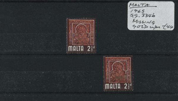 Malta 1965 SG.334b Missing Gold U/M