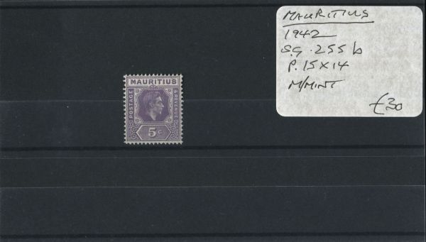 Mauritius 1942 SG.255b P.15x14 M/M