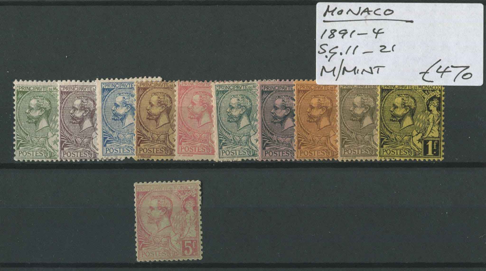 Monaco 1891-4 SG.11-21 M/M