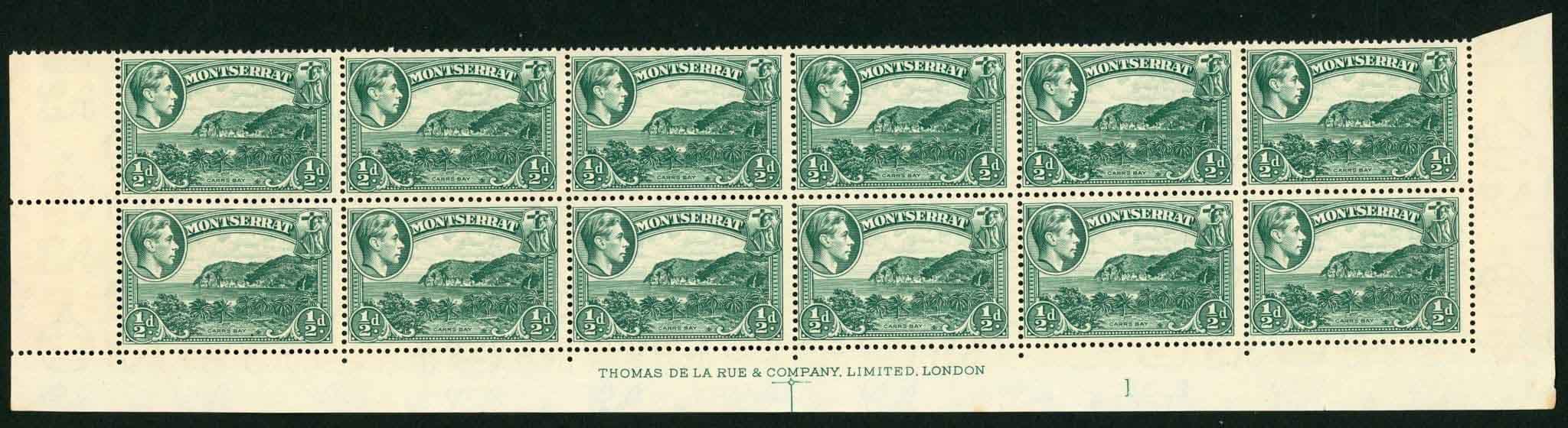 Montserrat 1938 SG.101 U/M block of 12