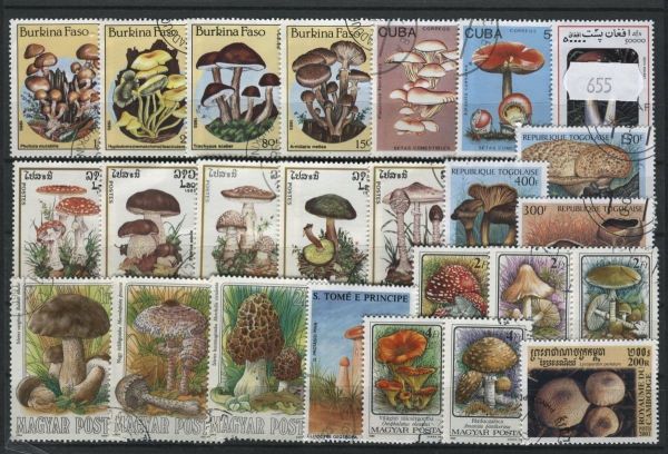 Mushrooms and Fungi 25 Stamps (655)