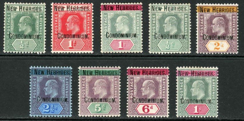 New Hebrides 1908 SG.1-9 M/M