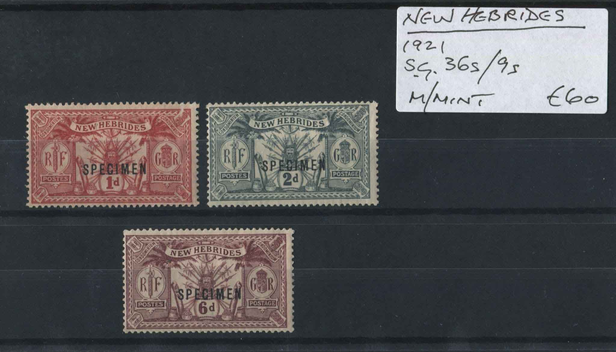 New Hebrides 1921 SG.36s/39s 3 Values M/M