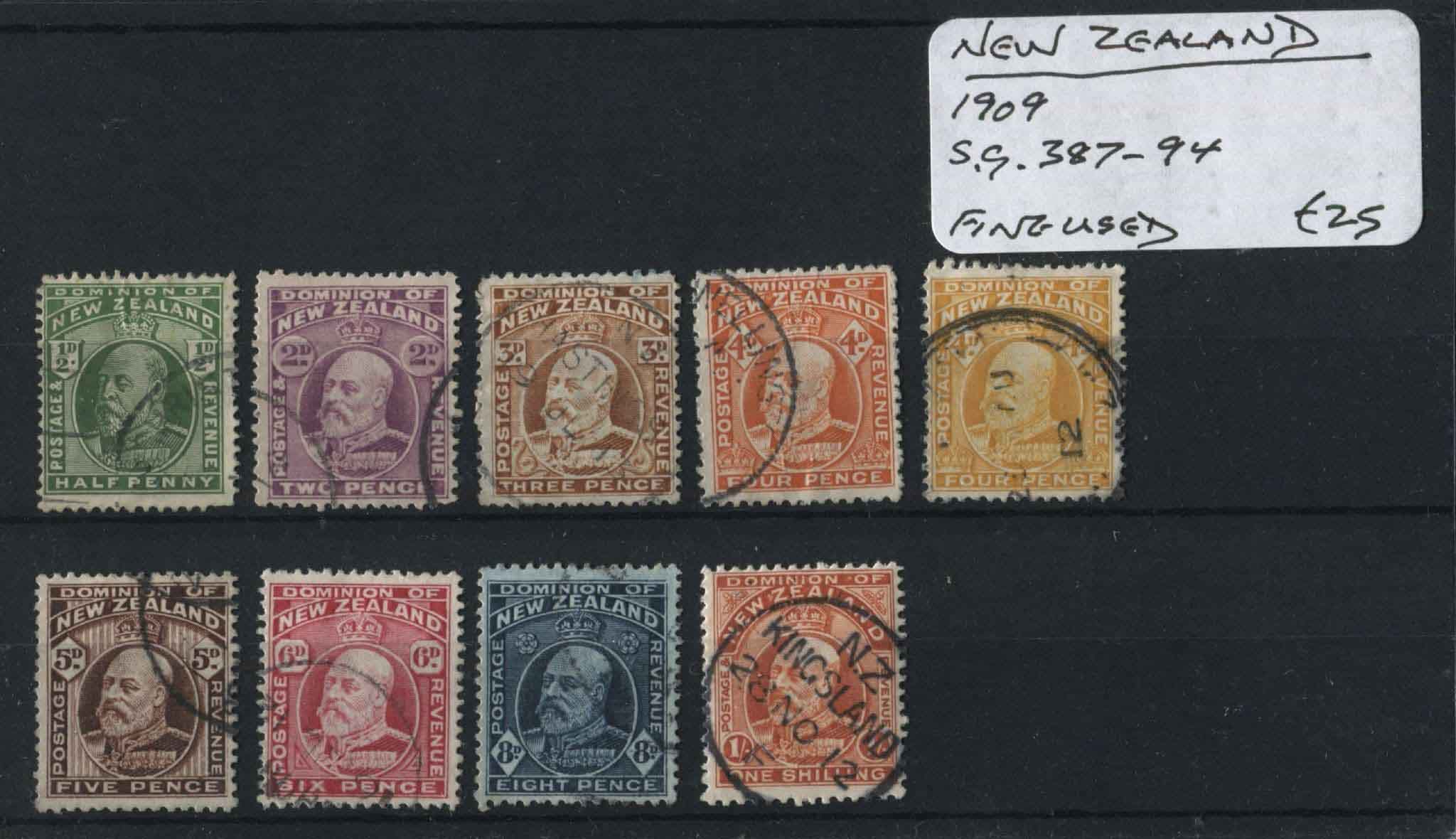 New Zealand 1909 SG.387-94 F/U (Lot 1)