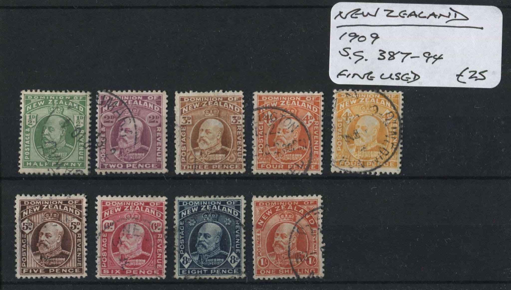 New Zealand 1909 SG.387-94 F/U (Lot 2)