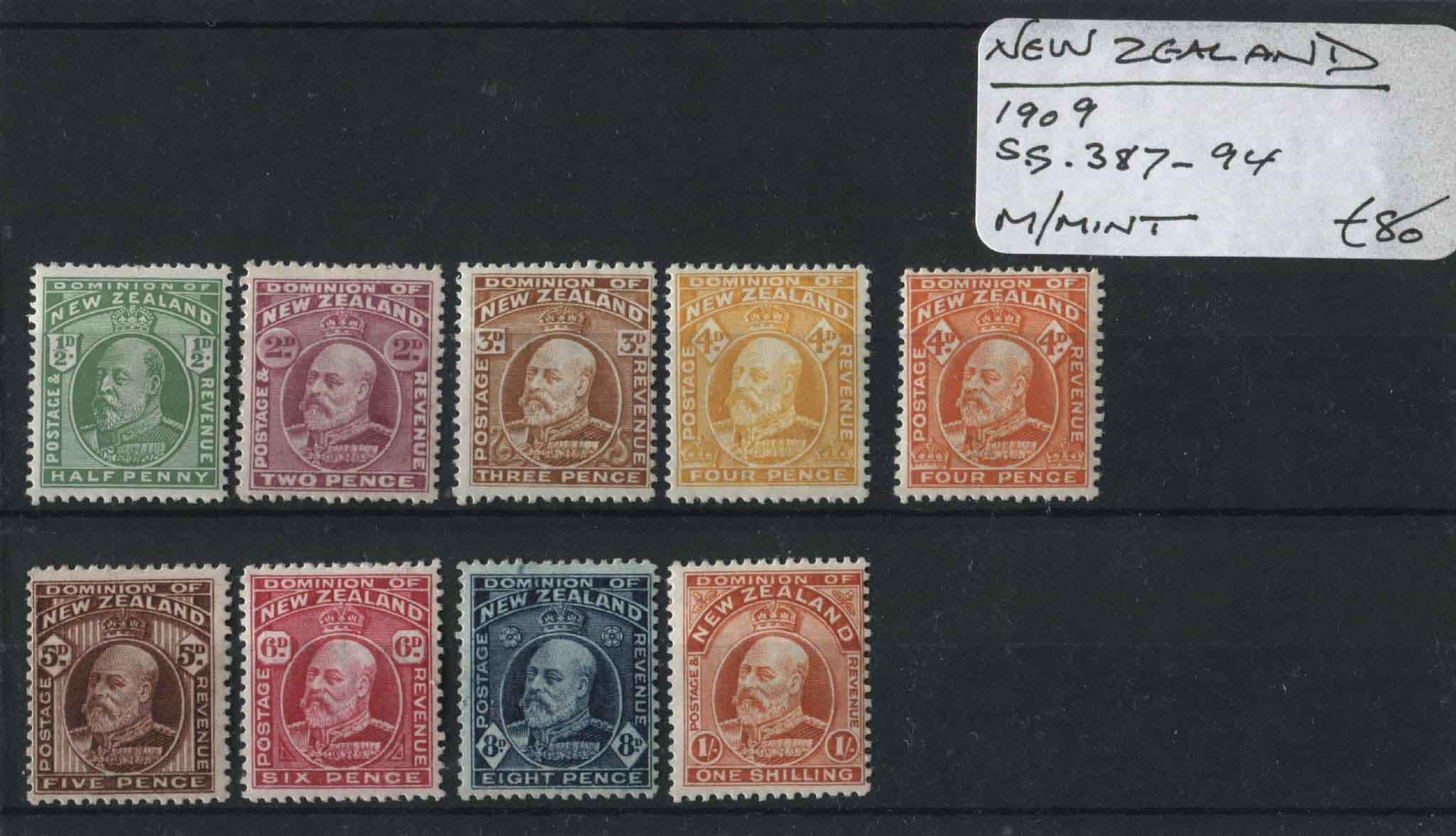 New Zealand 1909 SG.387-94 M/M (Lot 2)