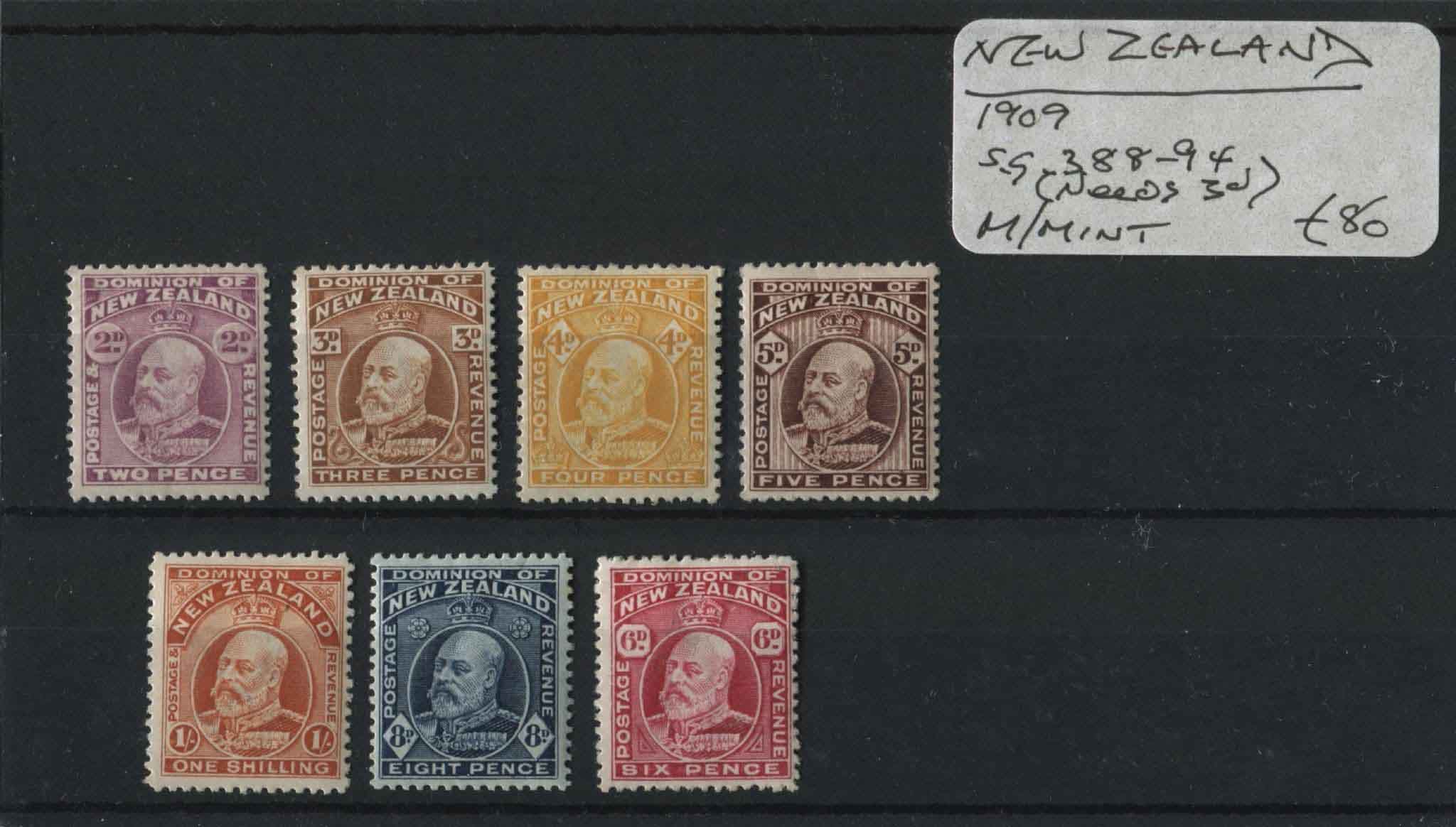 New Zealand 1909 SG.388-94 M/M