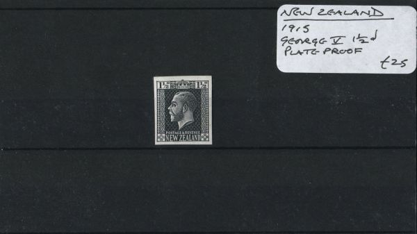 New Zealand 1915 George V 1d Plate Proof (Lot 3)