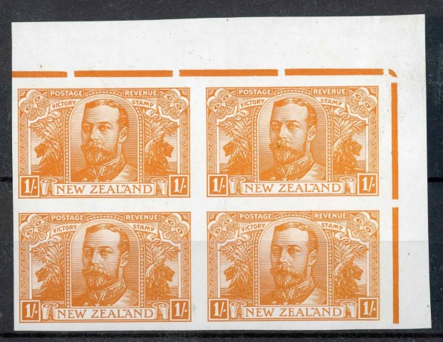 New Zealand 1920 Proof block of 4. Imperf on wmk paper