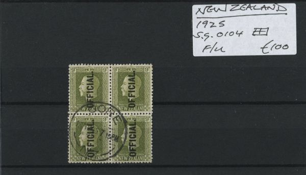 New Zealand 1925 SG.O104 Block F/U