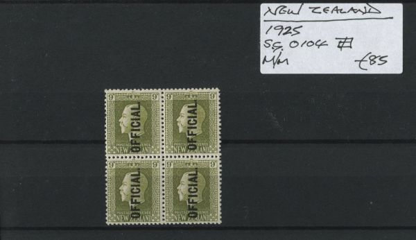 New Zealand 1925 SG.O104 Block M/M