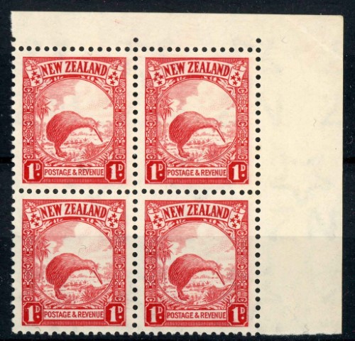 New Zealand 1936-42 SG.578w U/M block of 4. Inverted wmk