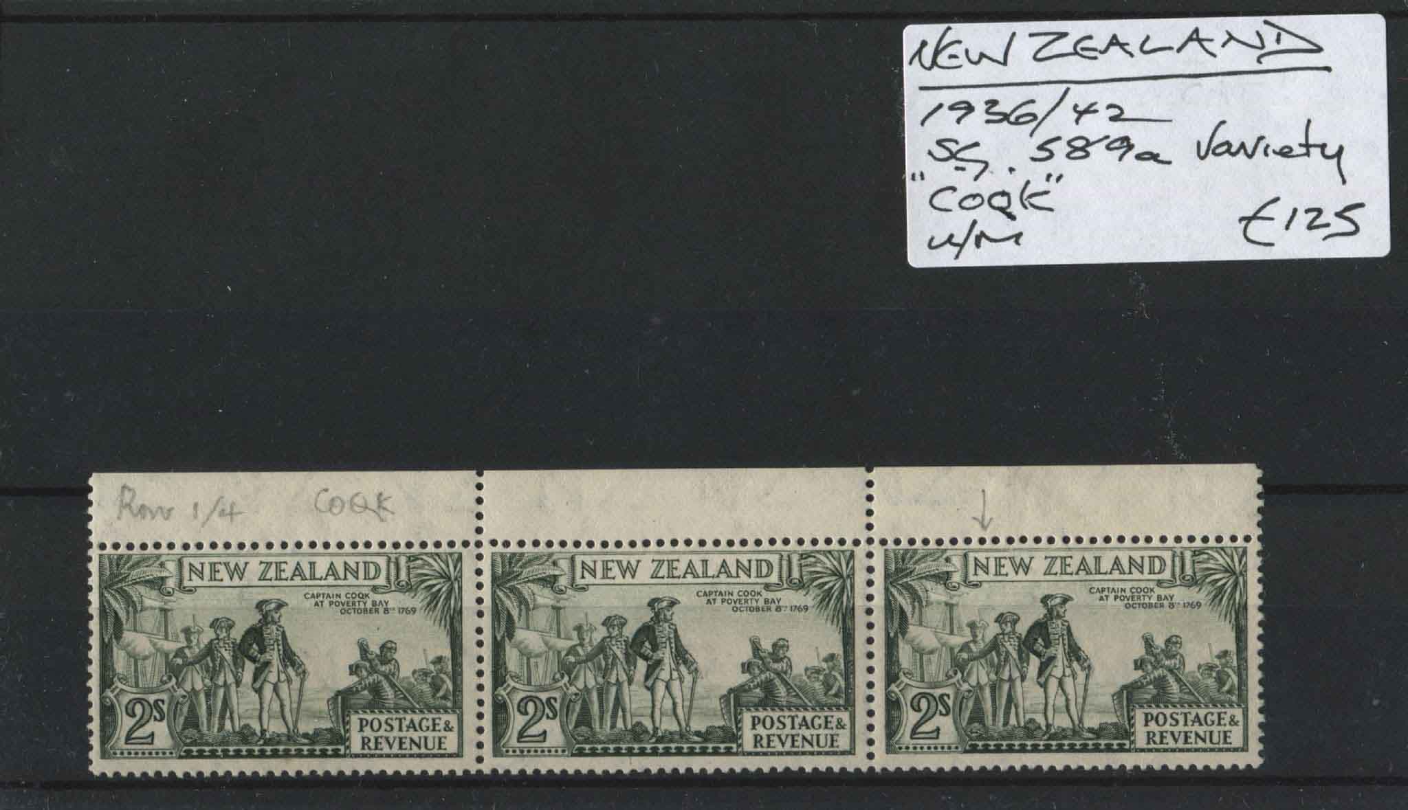 New Zealand 1936-42 SG.589a Var Strip U/M