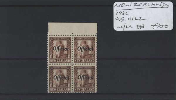 New Zealand 1936 SG.O112 Block U/M