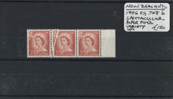 New Zealand 1956 SG.748b Paper Fold Variety U/M