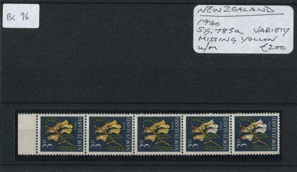 New Zealand 1960 SG.785a Var. Missing Yellow U/M