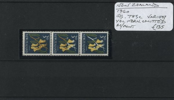 New Zealand 1960 SG.785c Var. Yellow-Brown Missing M/M