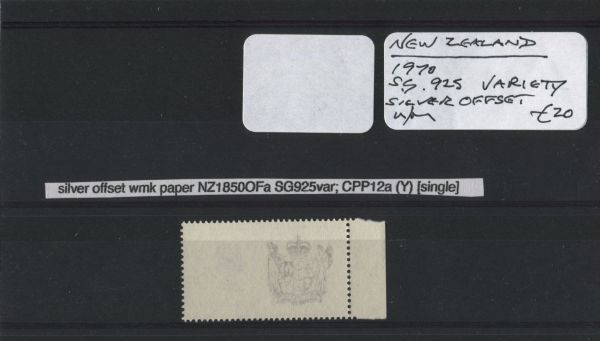 New Zealand 1970 SG.925 Var. Offset on Reverse U/M