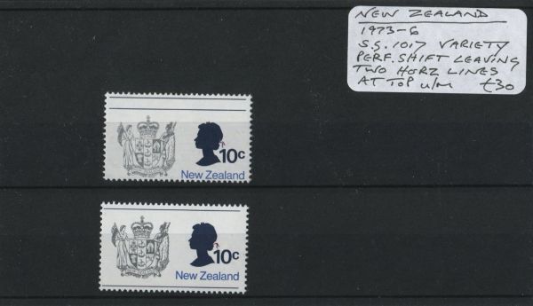 New Zealand 1973-76 SG.1017 Var. Perf Shift U/M