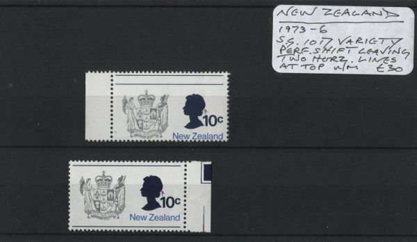 New Zealand 1973-76 SG.1017 Var. Perf Shift U/M (Lot 2)