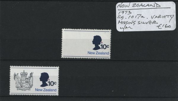 New Zealand 1973 SG.1017a Var. Missing Silver U/M