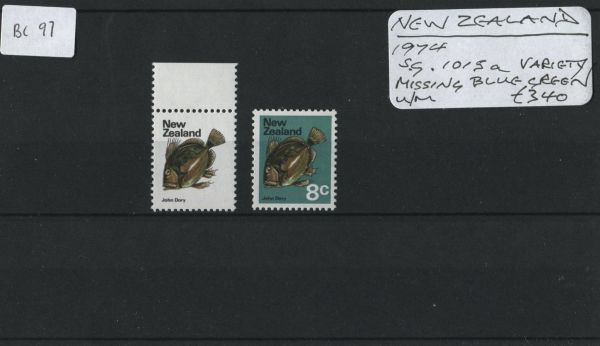 New Zealand 1974 S.1015a Var. Missing Blue-Green U/M