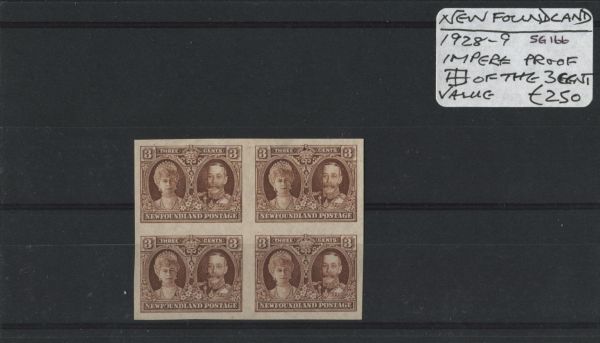 Newfoundland 1928-29 SG.166 Imperf Proof Block M/M