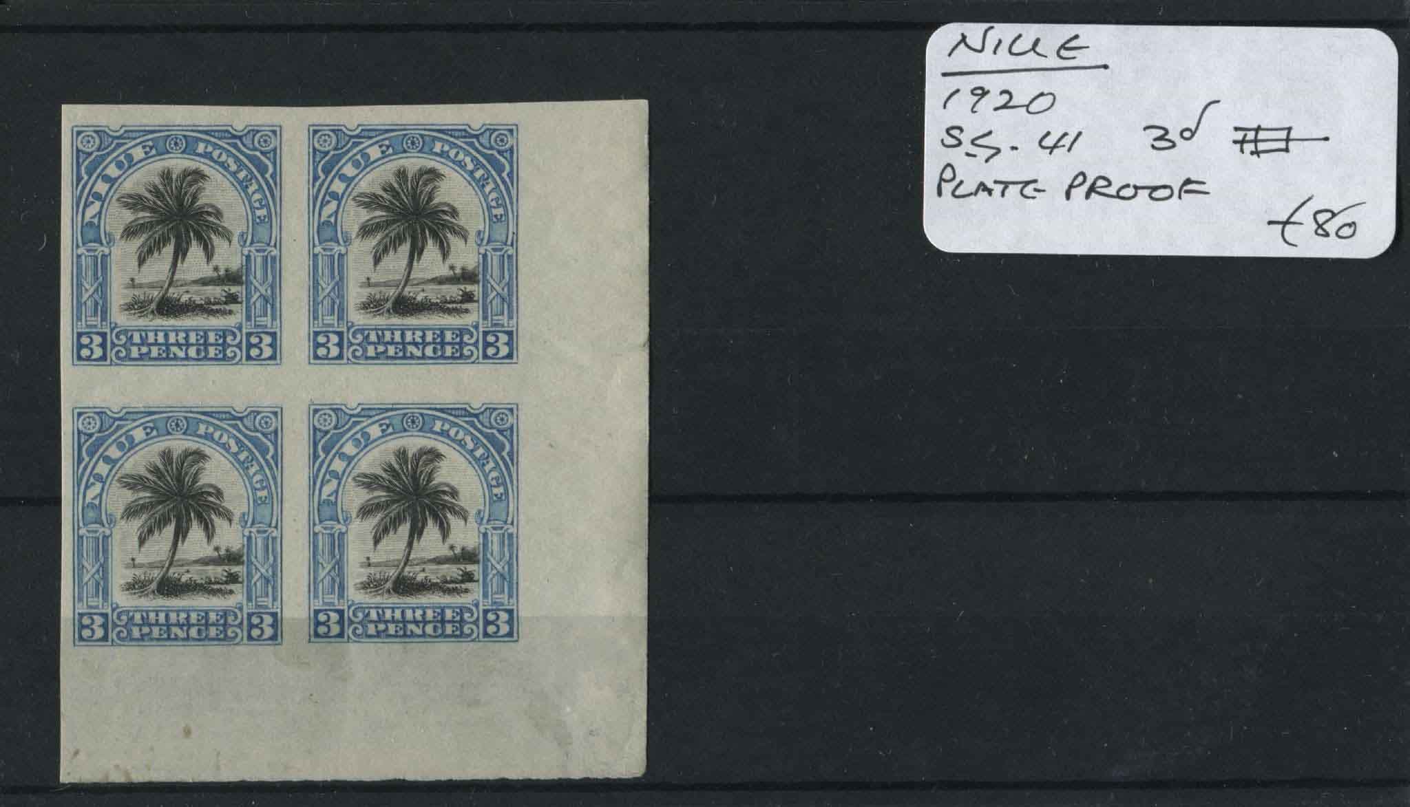 Nieu 1920 SG.41 Plate Proof Block