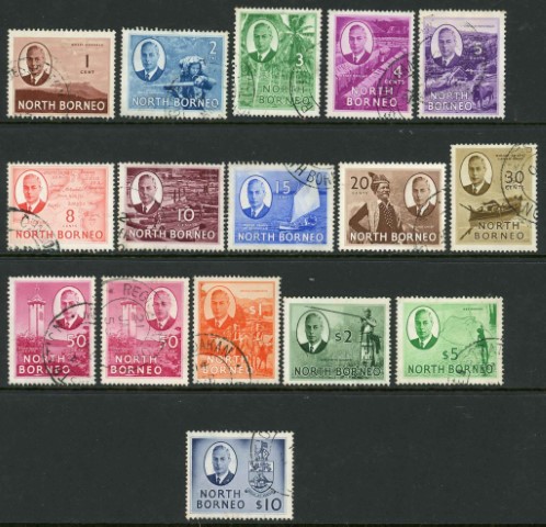 North Borneo 1950-52 SG.356-370 F/U