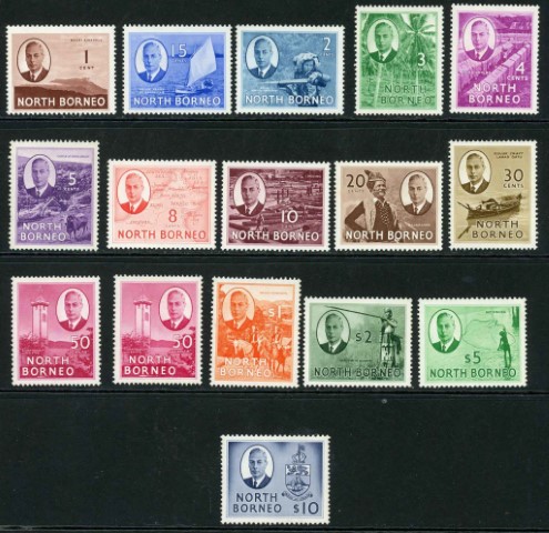 North Borneo 1950-52 SG.356-370 L/M/M