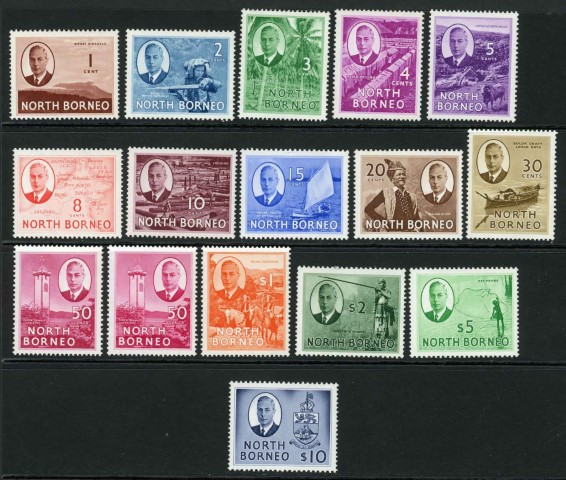 North Borneo 1950-52 SG.356-370 L/M/M