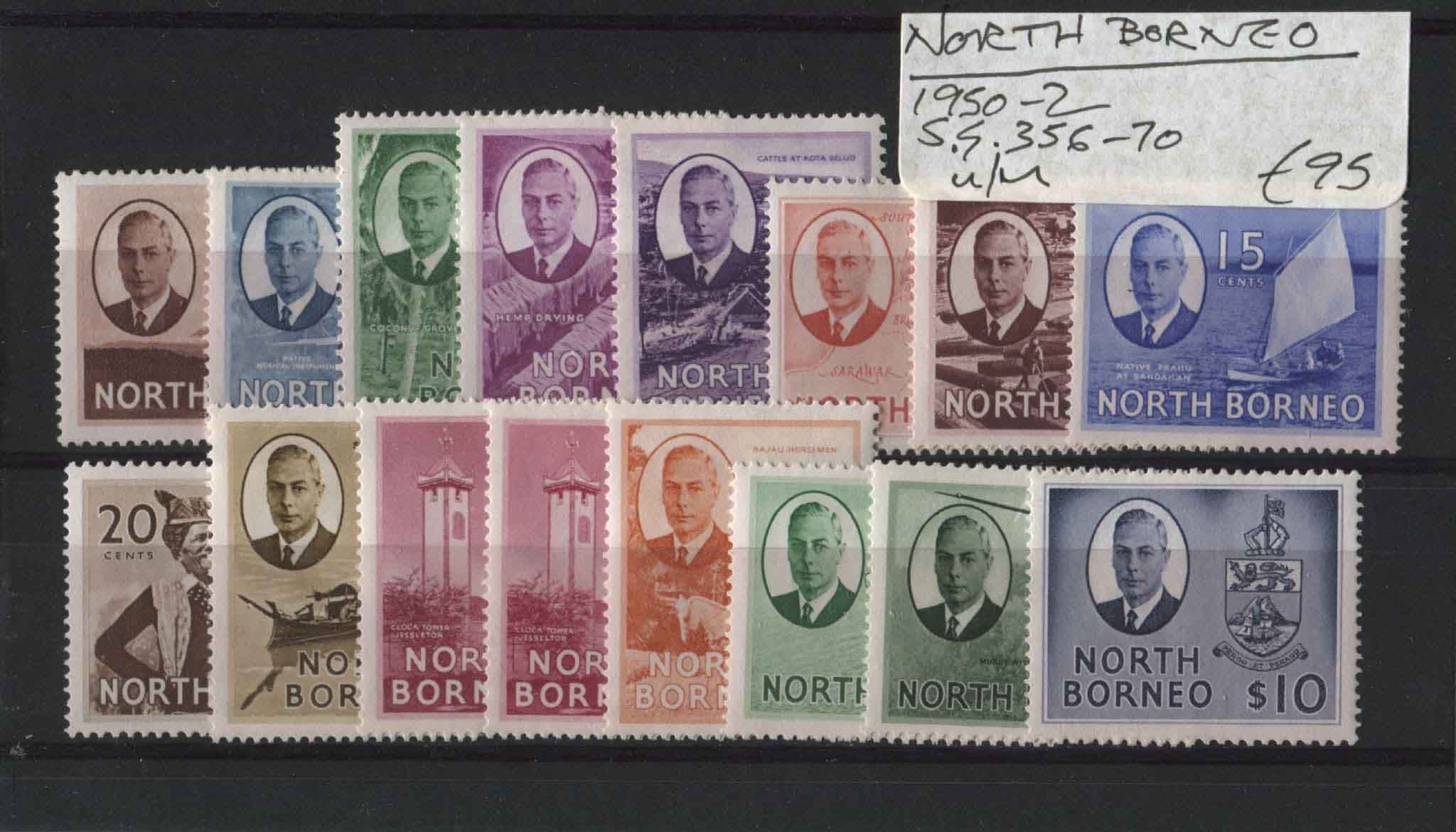 North Borneo 1950-52 SG.356-70 U/M