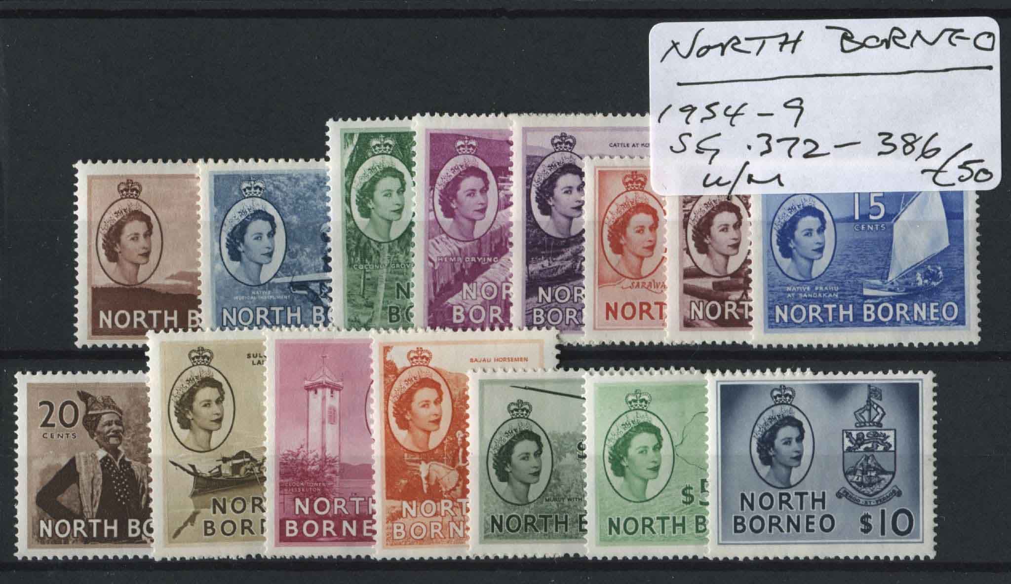 North Borneo 1954-59 SG.372-386 U/M