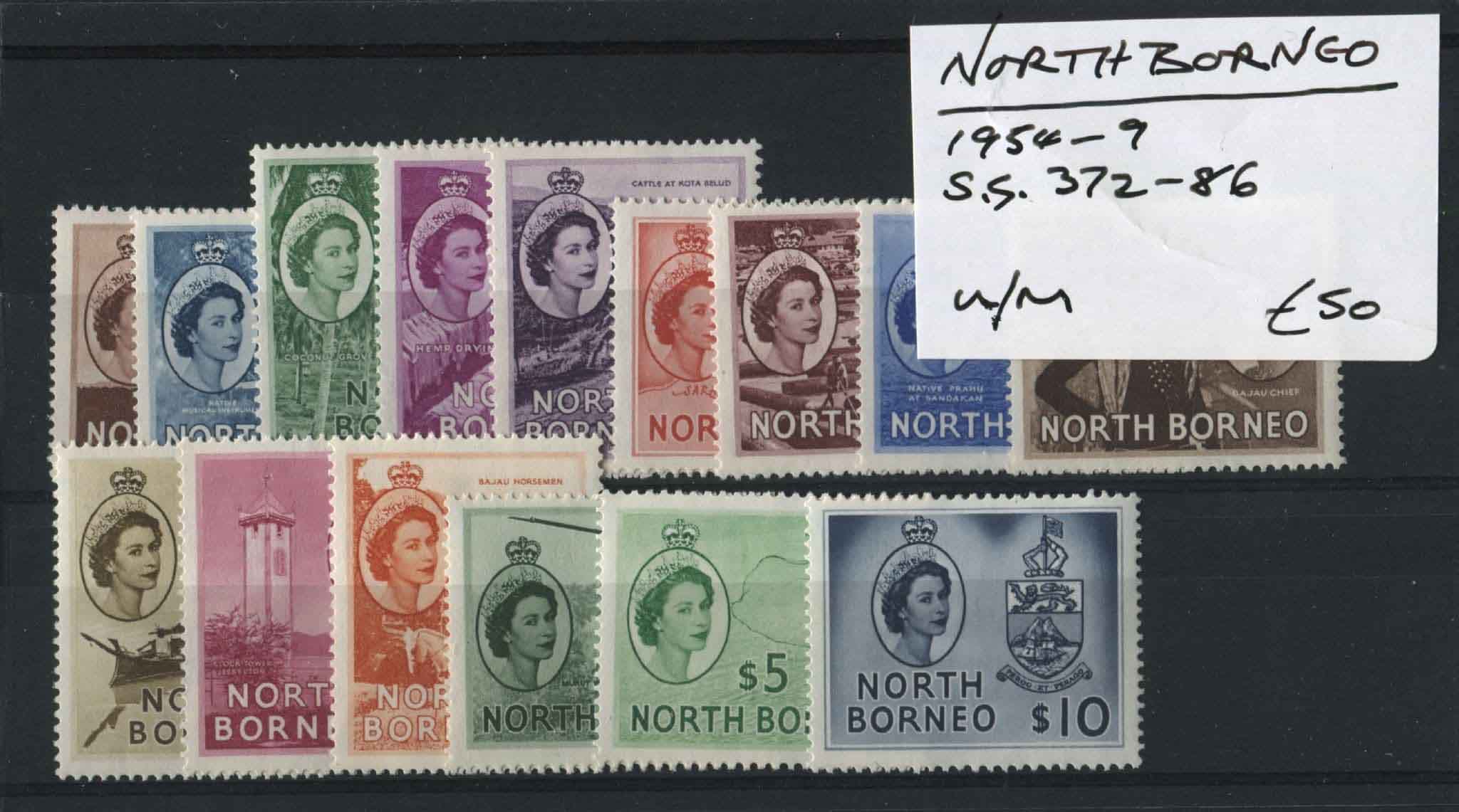 North Borneo 1954-59 SG.372-86 U/M